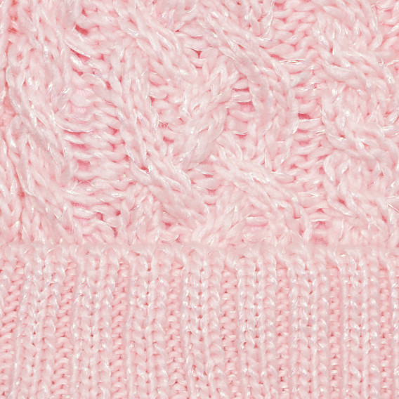 Плетена шапка с помпони-ушички за бебе, розова Cool club 304141 6