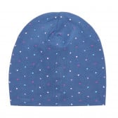 Памучна шапка с принт на цветни сърчица, синя Cool club 304356 