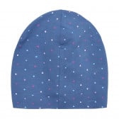 Памучна шапка с принт на цветни сърчица, синя Cool club 304358 3