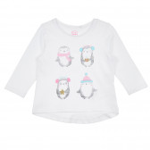 Памучна блуза с дълъг ръкав и апликация на пингвини, бяла Cool club 304753 5
