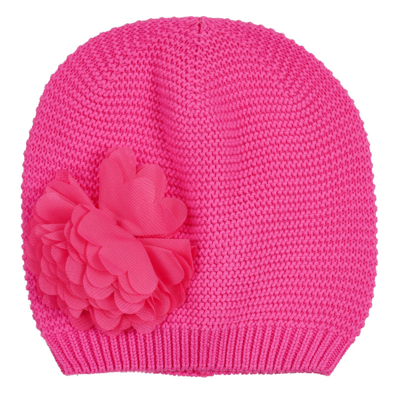 Рипсена шапка с розово цвете, розова  304930