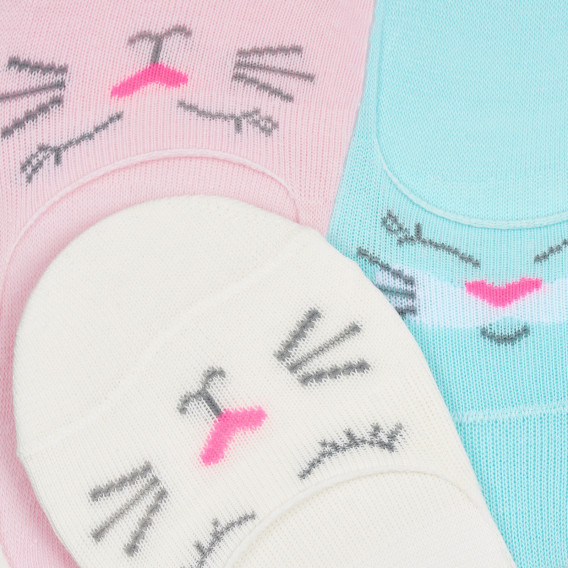 Комплект от три чифта чорапи тип терлички с апликация на коте Cool club 305090 14