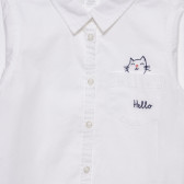 Риза с дълъг ръкав и апликация на коте, бяла Cool club 305480 6