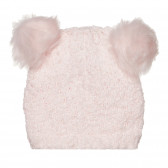 Пухкава шапка с помпони и апликация от пайети, розова Cool club 306366 4