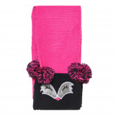 Плетен шал с апликация и помпони в розово и синьо Cool club 306382 2