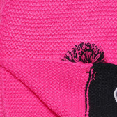 Плетен шал с апликация и помпони в розово и синьо Cool club 306383 3