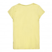 Тениска с щампа на коте и брокатен акцент, жълта Cool club 306542 8