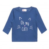 Блуза с щампа Oh my Cat за бебе, синя Cool club 306888 5