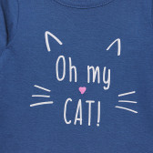 Блуза с щампа Oh my Cat за бебе, синя Cool club 306889 6