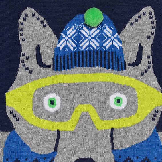 Пуловер с апликация на вълк, син Cool club 306933 6