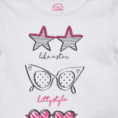 Тениска с закачлив десен за бебе, бяла Cool club 306950 6