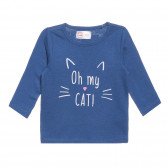 Блуза с щампа Oh my Cat за бебе, синя Cool club 306988 
