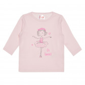 Блуза с дълъг ръкав и щампа за бебе, розова Cool club 306992 