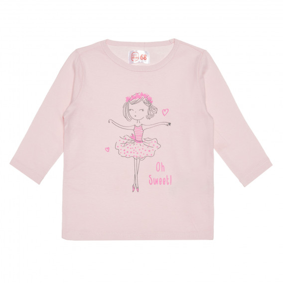 Блуза с дълъг ръкав и щампа за бебе, розова Cool club 306992 