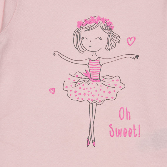 Блуза с дълъг ръкав и щампа за бебе, розова Cool club 306993 2