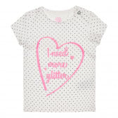Тениска с брокатено сърце и надпис, бяла Cool club 307059 