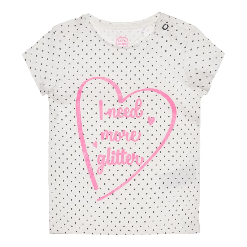 Тениска с брокатено сърце и надпис, бяла  307059