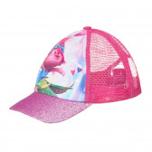 Шапка с брокатена козирка и щампа от филма Тролчета, розова Cool club 307475 