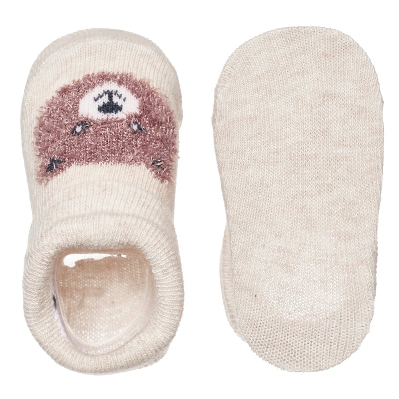 Чорапи с апликация на мече за бебе, бежови  307549