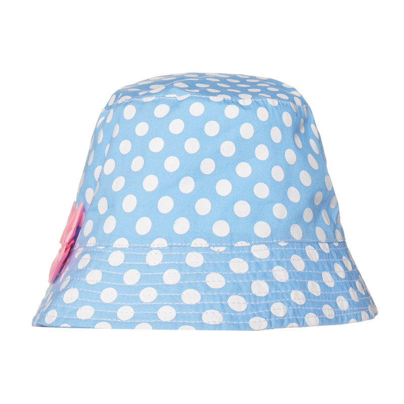 Памучна шапка с фигурален принт и розова панделка , синя  307682