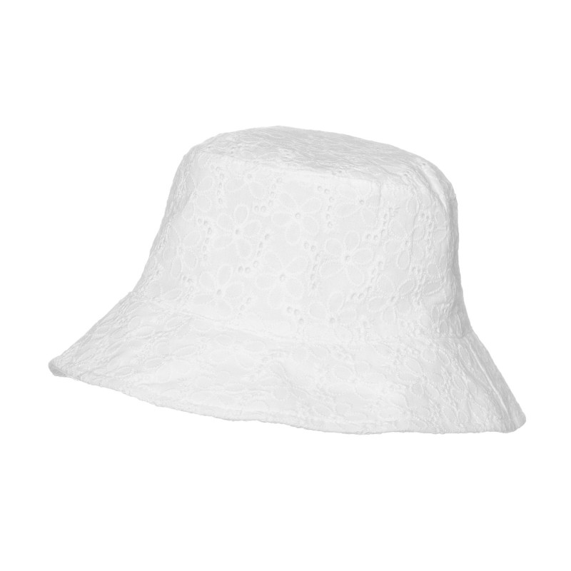 Дантелена шапка с панделка, бяла  307685