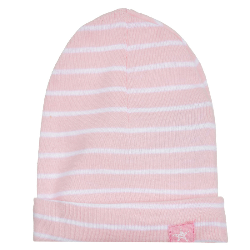 Памучна шапка с розово и бяло райе  307812