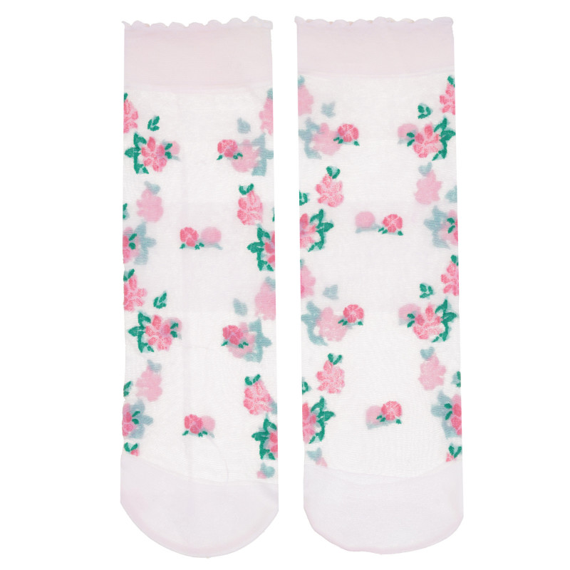 Чорапи с флорален принт, бели  309058
