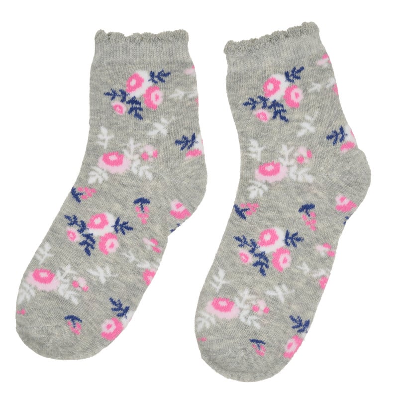 Чорапи с флорален принт, сиви  309066