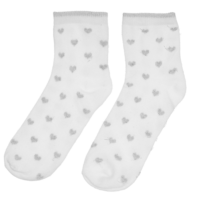 Чорапи с принт на сърца, бели  309106