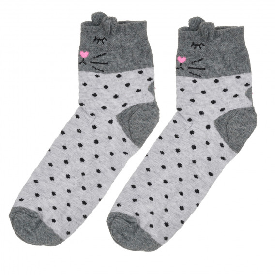 Чорапи с апликация на коте, сиви Cool club 309109 3