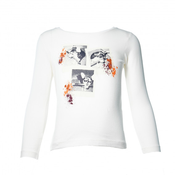 Памучна блуза с дълъг ръкав и щампа с блестящи пръски за момиче Esprit 30955 