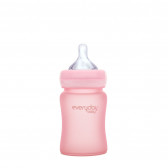 Стъклено шише с противоударно покритие, с биберон 1 капка, 0-3 месеца, 150 мл, цвят: розов Everyday baby 31023 2