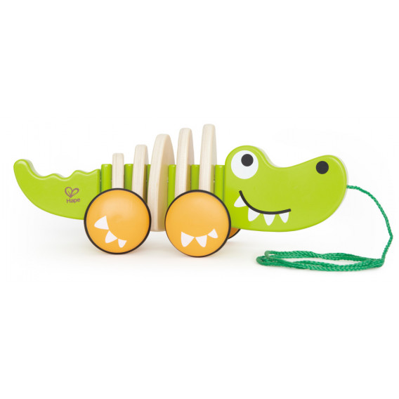 Дървена играчка за дърпане - Крокодил HAPE 310293 3