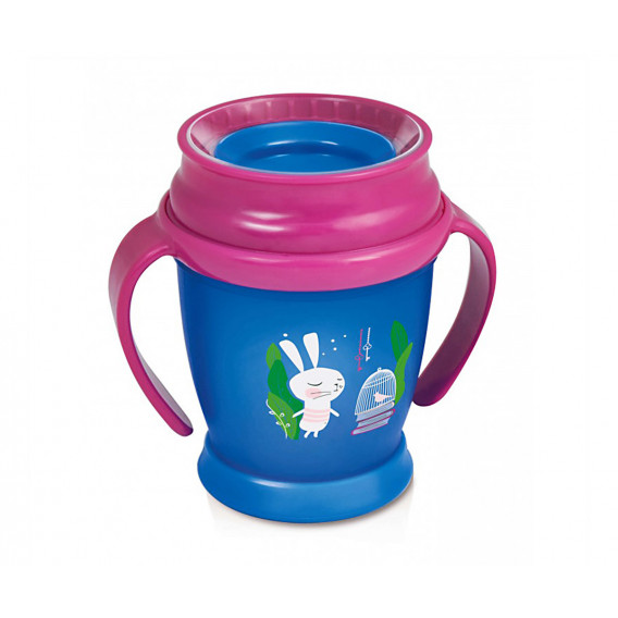 Полипропиленова чаша с дръжки, 250 мл, Rabbit, 12+ месеца, синя Lovi 310587 