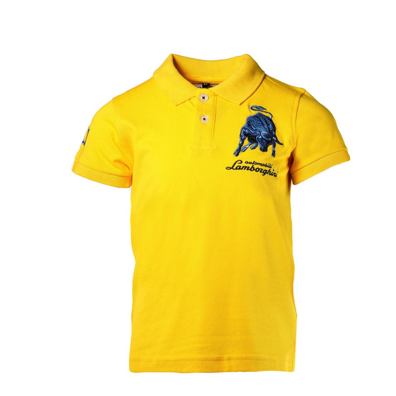 Поло тениска с бродирана емблема  за момче, жълта  31069