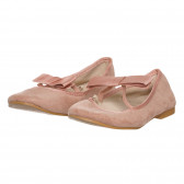 Велурени балеринки с панделка, розови ZY 311153 