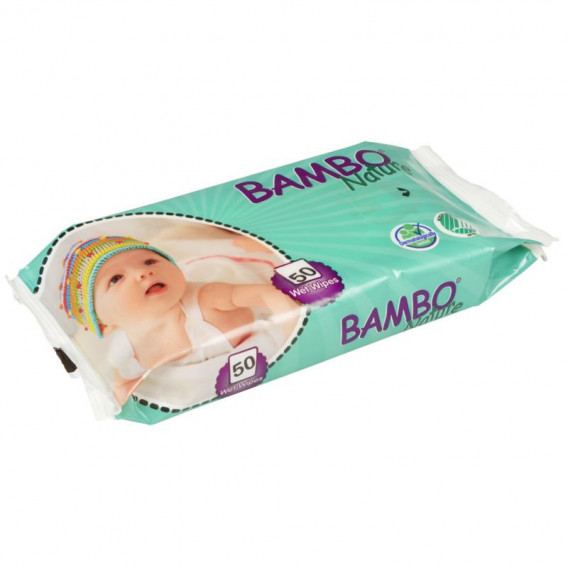 Бебешки мокри кърпички без аромат, 50 бр. Bambo Nature 31157 