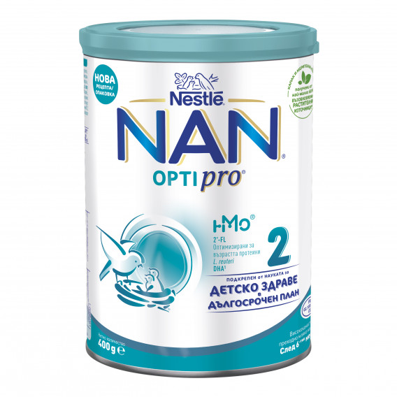Висококачествено преходно мляко - NAN OptiPro 2 HM-O, метална кутия 400 г Nestle 311753 