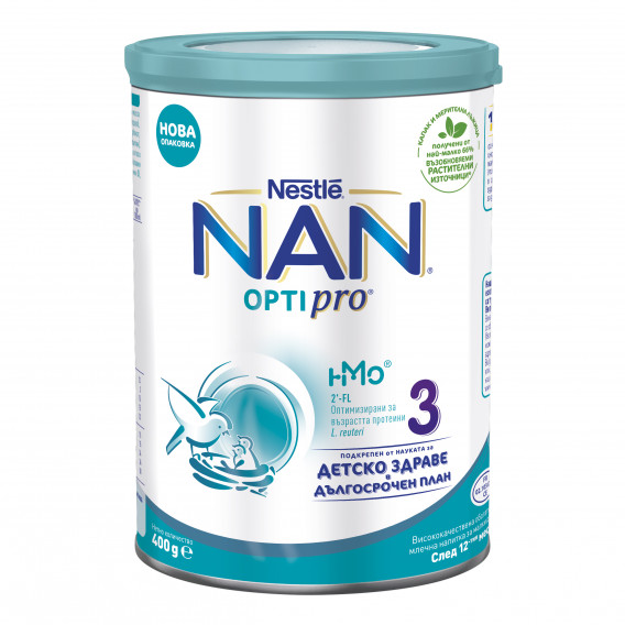 Обогатена млечна напитка NAN 3, 1+ години, кутия 400 гр. Nestle 311770 