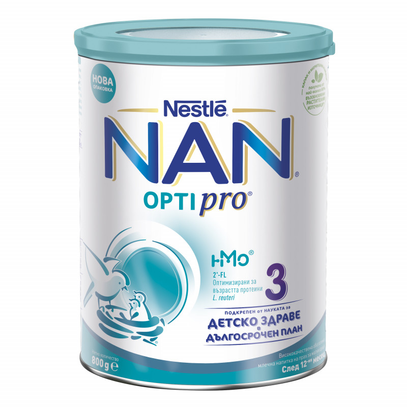 Обогатена млечна напитка NAN 3, 1+ години, кутия 800 гр.  311778