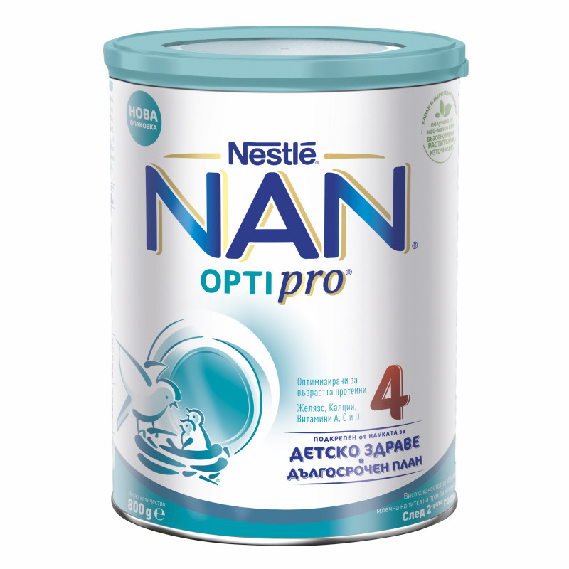 Обогатена млечна напитка NAN 4, 2+ години, кутия 800 гр.  311834