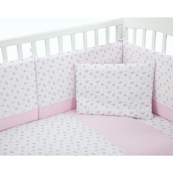 Памучен спален комплект трико 5 части, 60х120 см., Pink Flowers Kikkaboo 312266 2
