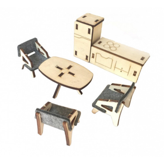 Комплект мебели за дървена къща за кукли за всекидневна стая Mamatoyz 312521 4