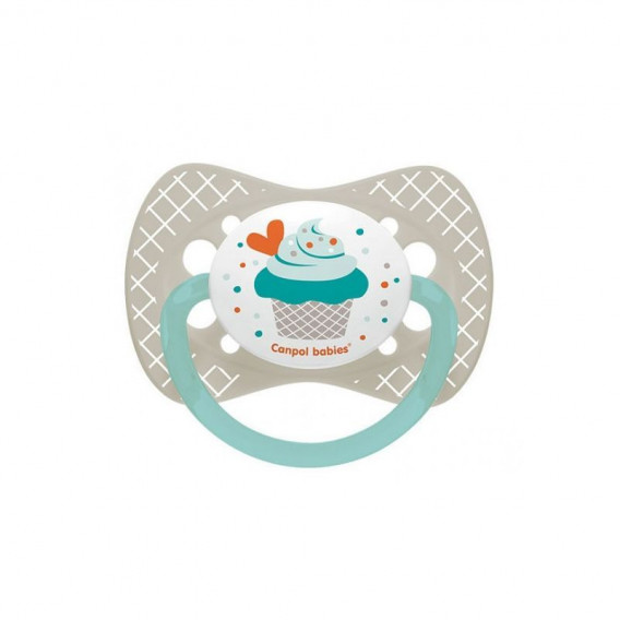 Биберони тип залъгалка Cupcake 6-18м, сив Canpol 312628 