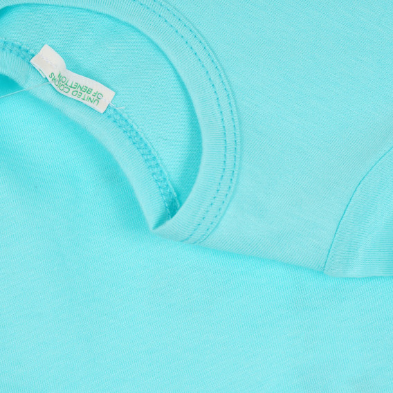 Памучна тениска за бебе с щампа на рибки, синя Benetton 312681 3