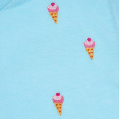 Блуза с бродерия на сладоледи, синя Benetton 312716 2