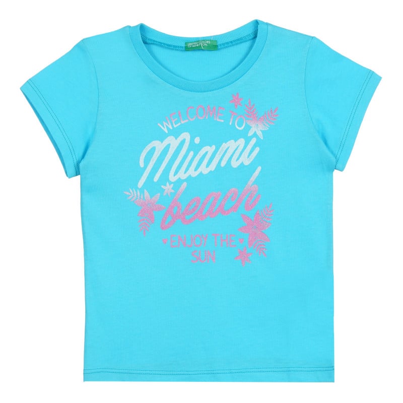 Памучна тениска за бебе Miami Beach, синя  312741