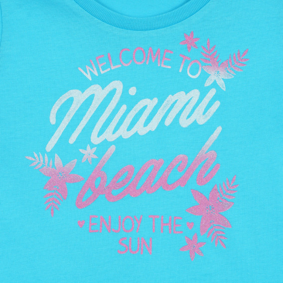 Памучна тениска за бебе Miami Beach, синя Benetton 312742 2