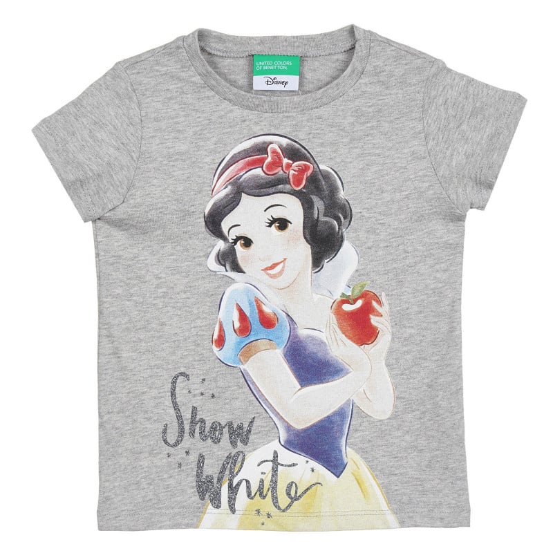 Памучна тениска за бебе с щампа " Снежанка ", сива  312793