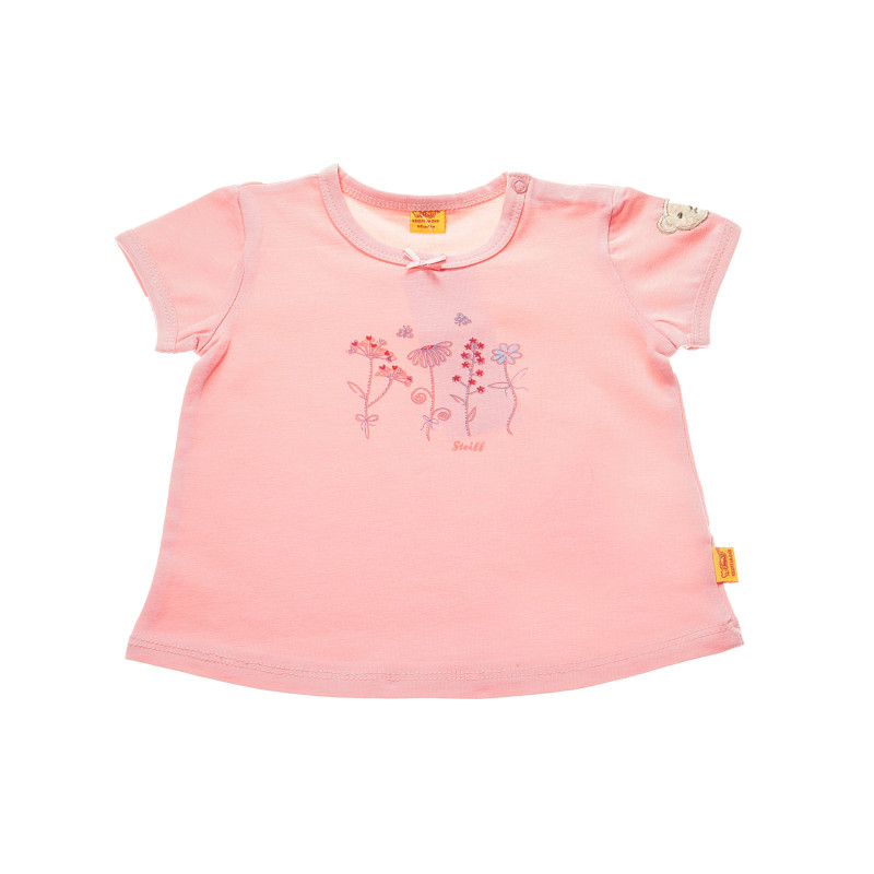Блуза с къс ръкав и мотив на цветя за бебе за момиче розова  31285